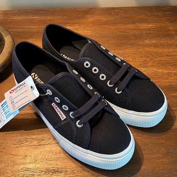 SUPERGA  2750 Basic Platform Navy Sneakers - Picture 2 of 12